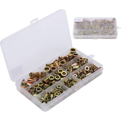 160 pièces inserts filetés à riveter en acier zingué M3 M4 M5 M6 M8 M10 pour assemblage mécanique (1/5)