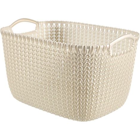 Panier de rangement Curver aspect tricot 19 L Blanc