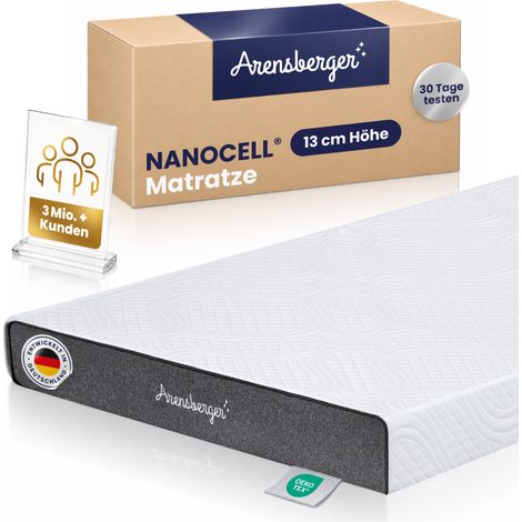 ARENSBERGER ANNA, Gelschaum Matratze 90x190 cm – 13 cm NANOCELL® Gel-Schaum – H3 Härtegrad – Atmungsaktiv – Abnehmbarer Bezug 240g/m²