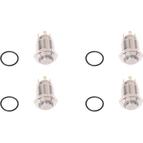 Quatre interrupteurs de sonnette à bouton-poussoir 3V, LED bleue, 12 mm, argent. (1/5)