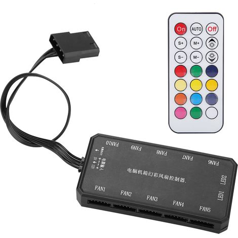 Télécommande sans fil 15m pour ventilateur PC multicolore avec contrôle RF (1/5)
