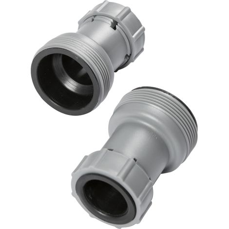 58236 Lot de 2 adaptateurs (diamètre 38/32 mm, filetage externe) — Gris Kit d'adaptateurs pour tuyau de piscine Connecteur pour pompe à sable de piscine