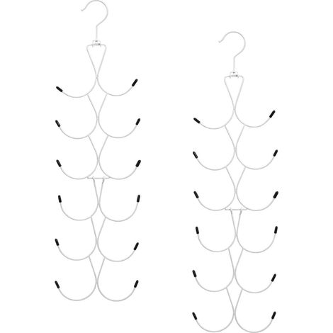 Lot de 2 Cintre, 12 Crochets, Rotation 360°, Fer, Organisateur Placard, Foulards Ceintures