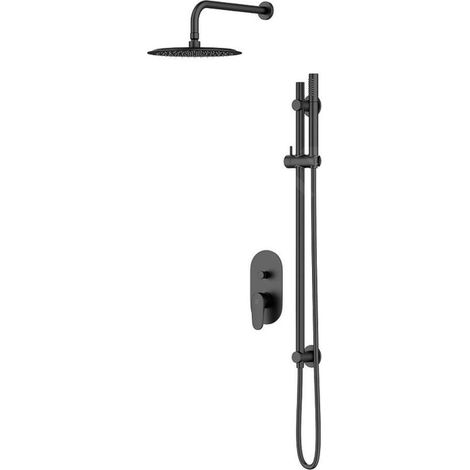 Cersanit Inverto - Set de douche avec mitigeur encastré, avec corps d’encastrement, diamètre 25 cm, noir S952-006 (1/3)