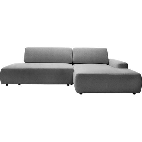 IVY - Canapé d'angle convertible tissu chiné 3 places - Gris foncé
