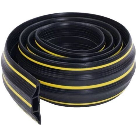 BARKBUSTERS1 goulotte de protection de câbles au sol, noire avec bande jaune, 83 mm x 17 mm x 2 m, idéale pour le bureau, la maison et la salle de sport.