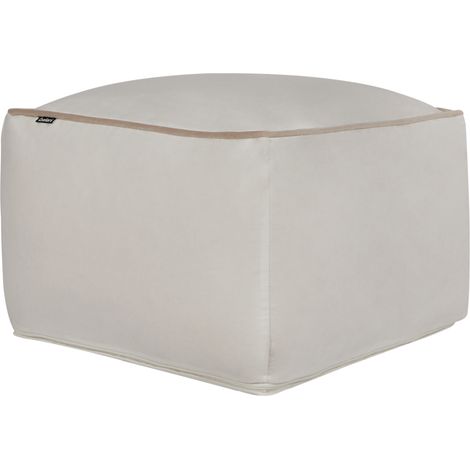 Puf reposapiés de terciopelo con relleno de EPS patrón cuadrado de estilo moderno boho de tela beige claro Dareyn