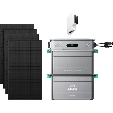 Zendure SolarFlow 800 Pro 2 - Stockage énergétique solaire domestique 800W, gestion intelligente, IP65, avec Compteur intelligent 3CT-S, AB2000L, avec 450Wx4 Panneau Bifacial