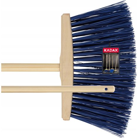 KADAX Besen, Gartenbesen mit Stiel aus Holz, Straßenbesen. Dunkelblau, 31 cm