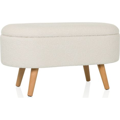 Polsterhocker STORIANO 82x41x44cm 1 Fach weiß hjh LIVING (1/5)