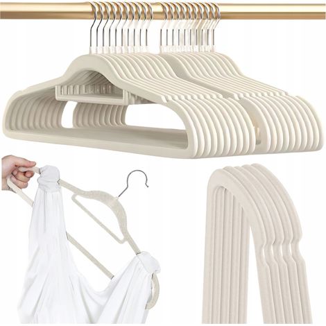 Samtkleiderbügel für Kleidung, hochwertiger Samt, 20 Stück, Beige (1/5)