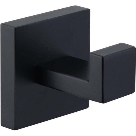 Crochet porte-serviettes noir mat, crochet de manteau en acier inoxydable SUS304, porte-serviettes, crochet mural de salle de bain de style industriel moderne (1/4)