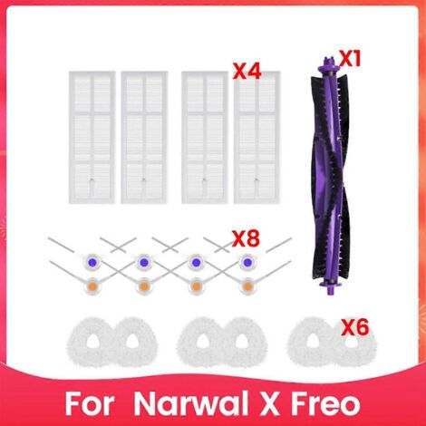 Ensemble d'accessoires de rechange pour aspirateur robot Narwal X Freo : filtres HEPA, brosses latérales, lingettes de nettoyage, bloc moteur B (1/5)