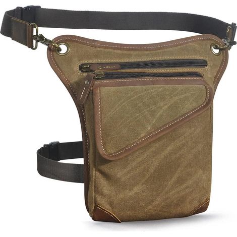 Motorrad Beintasche aus Canvas und Leder, wasserabweisend, Braun (1/5)
