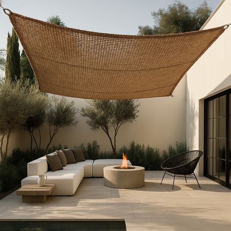 Auvent en fibre de coco 2x4M - Voile d'ombrage 100 % naturel Beige (1/5)