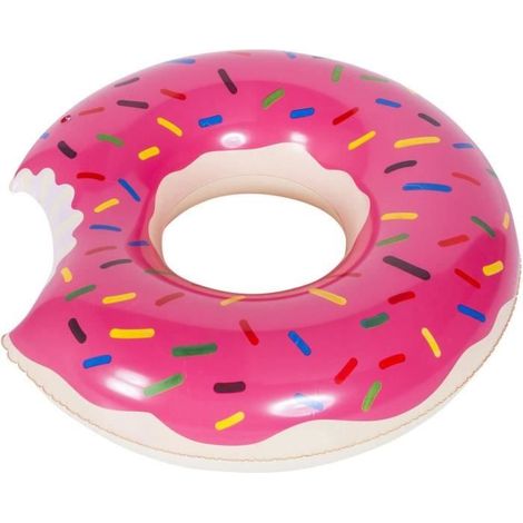 Bouée gonflable en forme de donut, 120 cm, vinyle résistant, convient aux adultes et aux enfants, design amusant. (1/4)