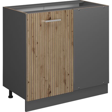 Mobile ad angolo cucina R-Line, Rovere artigianale, 86 cm senza piano di lavoro, Vicco