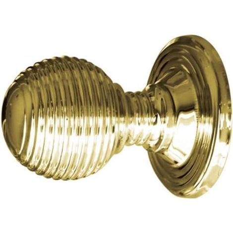 Poignées de porte rainurées – Poignées de porte en laiton massif avec détail rainuré – Poignées rondes traditionnelles pour tiroirs et meubles (laiton poli, 28 mm) (1/5)