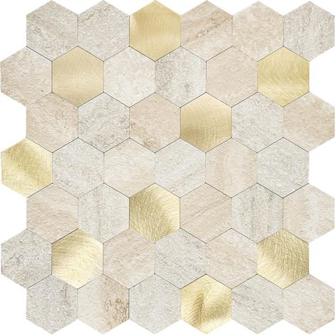 Carreaux Muraux Autocollants en Métal, 4 mm D'épaisseur, Carreaux Muraux Autocollants avec Métal Brossé, 10 Feuilles/Paquet (1/5)