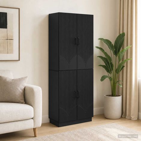 vidaXL Schrankset 2 pcs Schwarz Holzwerkstoff (1/5)