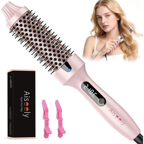Thermal Brush Brosse Thermique, 38MM Brosse Chauffante 3 en 1 Lonic, 6 Réglages de Température (160℃-210℃), Brosse à Cheveux Lissage, Volume & Loose Boucles, Double Tension (1/5)