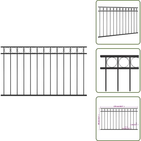 The Living Store Zaunelement Assen Stahl 1,7 x 0,8 m Schwarz - Zaunelement (1/5)