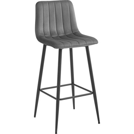Taburete Valora POZZA terciopelo gris oscuro patas negras diseño compacto (1/5)