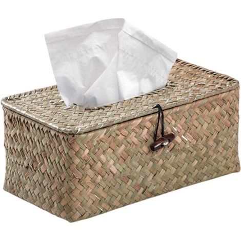 Boîte à mouchoirs tissée à la main, panier de rangement en matériau naturel, décoration de salon (1/5)