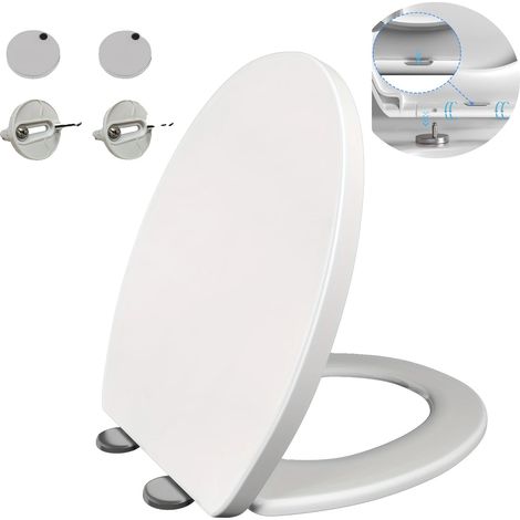 Asiento de inodoro con forma de O, cierre suave, color blanco. (1/5)