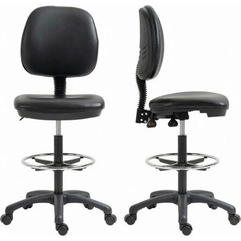Silla de oficina alta regulable con respaldo y ruedas, negra (1/5)