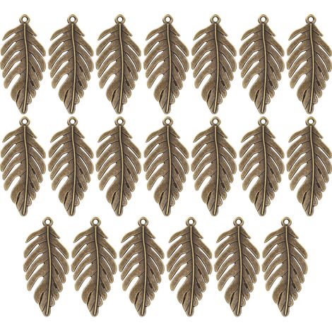 20Pcs Bronze Leaf Jewelry Accessories Alloy Pendant for DIY Handicraft Decoration (1/5)
