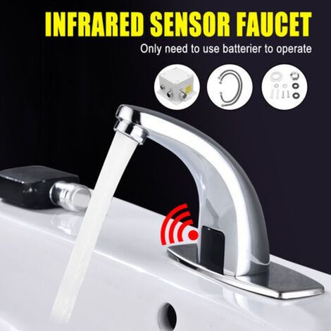 Infrarotsensor-Armatur, berührungslose Waschtischarmatur, galvanisierte, polierte automatische Spültischmischer (1/2)
