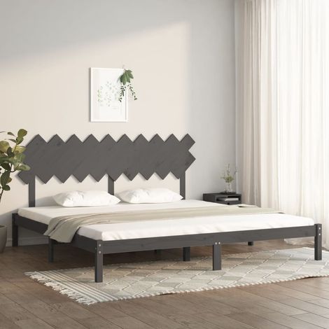 Bed Frame  Grey  Solid Pinewood  200 x 200 cm  Durable  Bed Frame vidaXL (1/5)