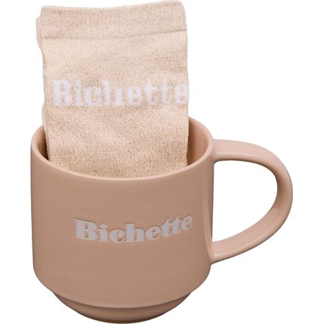 Geschenkset mit 38 cl-Becher + Socken „Drama Queen“ in Bordeauxrot - (1/5)