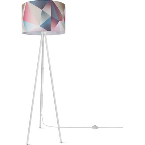 Paco Home Stehlampe Wohnzimmer Modern E27 Leselampe Stehleuchte Stativ Retro Lampenschirm Design 4 (Ø45,5 cm), Stehleuchte Dreinbein - Weiß