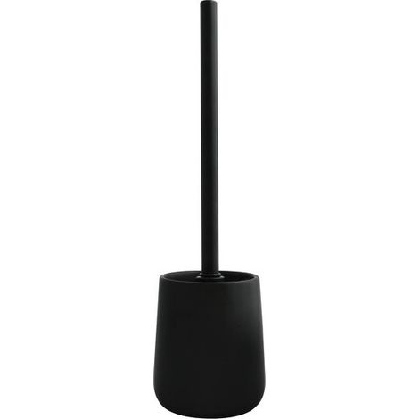 MSV – Brosse WC avec support céramique – Design classique noir mat – Poils résistants à l'usure – Dimensions 10,4x38,8cm