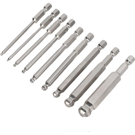 Set mit 9 magnetischen 75-mm-Bits, Kugelkopf, 1/4"-Sechskantschaft, Kreuzschlitz- und Schlitzschraubendrehern für Bohrmaschinen, Profi-Set (1/5)
