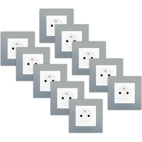 SIEMENS LOT 10 Prise 2P+T Blanc Delta Viva + Plaque Silver (1/4)