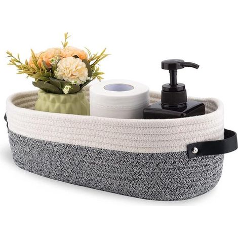 Panier de rangement en coton tressé, boîte décorative pour bureau, cosmétiques et petits objets, élégant pour organiser l'intérieur, gris zébré (1/5)