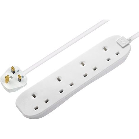 4-gang extension lead 240V 2m – 13A rating for high-power appliances – Durable construction for daily use – Compact and lightweight design – Masterplug (1/2)