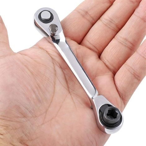 Llave de trinquete de doble cabeza en miniatura de 1/4", dado de 72 dientes y punta de destornillador, rotador de trinquete, ángulo de 5 grados, accesorio de trinquete de liberación rápida, color plat (1/4)
