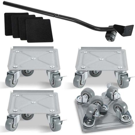 plateau Roulant 4pcs Lève-meubles acier Charge max 500 kg Planche à roulettes Transporteur de meubles pour tous les sols Aide au transport