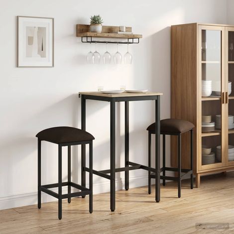 vidaXL Tabouret de bar 2 pc Taupe 40 x 32 x 74 cm Bois d'ingénierie (1/5)