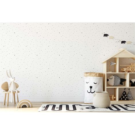 TADESSI Tapete Kinderzimmer M1-No.721 Vliestapete Grau Schwarz Tapete mit Punkten Jungenzimmer Mädchenzimmer (1/5)