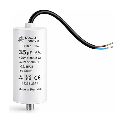 Condensateur moteur monophasé 425V / 450V / 475V – Condensateur permanent avec câble – pompe piscine, nettoyeur haute pression, porte garage et portail, compresseur (35μF / 35uF) (1/4)