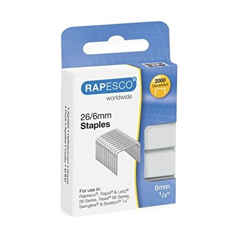 RAPESCO BOÎTE DE 2000 AGRAFES 26/6 MM ARGENT S2662MA3