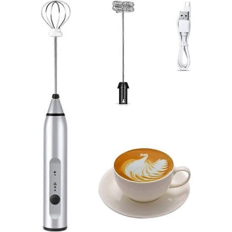 Mousseur à lait électrique avec double fouet, rechargeable par USB (1/5)