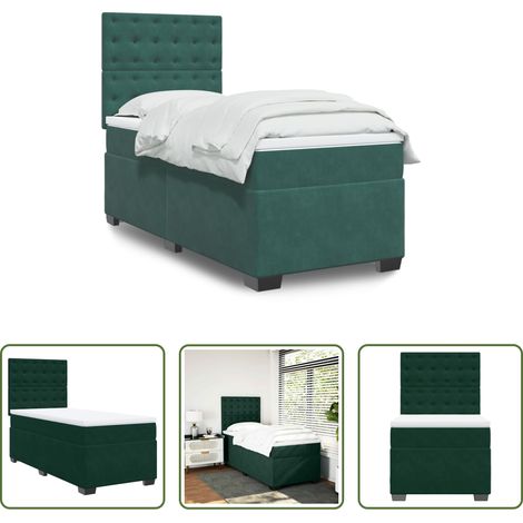 vidaXL Sommier à lattes de lit avec matelas Vert foncé 90x200 cm (1/5)