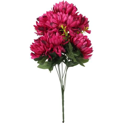 Ramo de 7 crisantemos artificiales y gypsophila en color burdeos - Decoración para el Día de Todos los Santos, altura 58 cm (1/2)