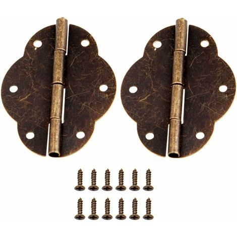5 PCS Antique Retro Hinges with 12 Screws for Vintage Wooden Box Tool Box Cabinet Wardrobe Jewelry Chest Antique Bronze Iron 56x42mm (1/5)